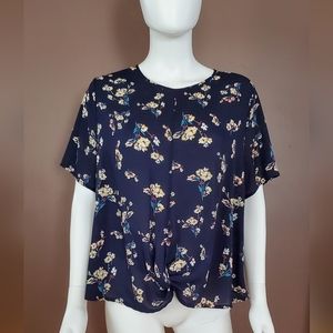 Sienna sky large knot tie shirt floral with zipper back